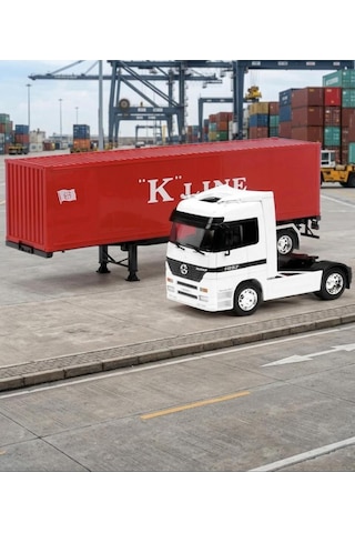 Welly 1:32 Ölçekli Lisanslı Orjinal Mercedes-benz Actros Dorseli Koleksiyonluk Model Oyuncak Tır Beyaz - Kırmızı