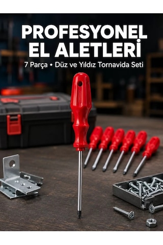 Profesyonel 7 Parça Tornavida Seti Ergonomik Saplı El Aleti