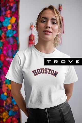 Noıssey Mavi Unısex Erkek Kadın Abd Houston Teksas Baskılı % 100 Pamuk T-shirt Abdteksashouston Beyaz