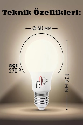 3200 K E 27 Sarı Led Ampul 9 W Yüksek Kalite Göz Yormayan Ampul