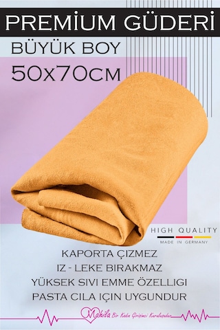 1 Adet 50x70 Taba Ekstra Büyük, Premium Güderi Bez, Oto Kaporta Çizmez, Oto Kurulama Bezi