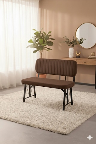 Elfin Mutfak , Yemek Odası Bahçe Balkon Otel Restoran Kafe Bench, Puf, Sırtlı Bench -1 Adet Kahve Kahverengi