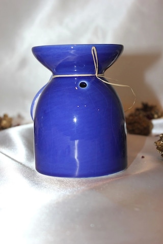 Buhardanlık Doğa Yapraklı Buhurdanlık Seramik Mavi