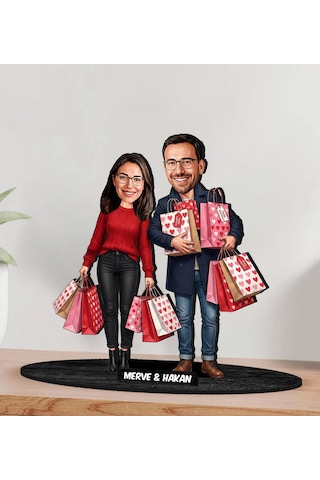Bk Gift Kişiye Özel Sevgili Karikatürlü Ahşap Biblo -34, Fotoğraftan Karikatür, Sevgililer Günü Hediyesi, Ev Hediyesi Kobitmeyencom36361 Bk Gift