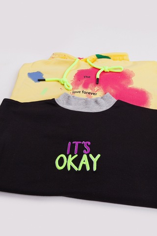 Kız Çocuk 2'li Paket Basic Sweatshirt Siyah