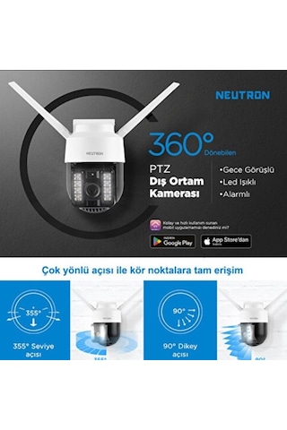 Neutron Gece Görüşlü Led Işıklı 360 Dönebilen Alarmlı Ptz Dış