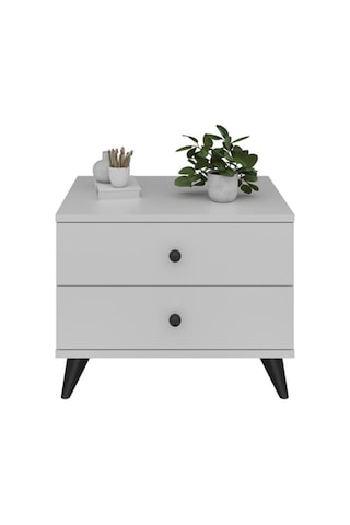 Simple Komodin 2 Çekmeceli 60x44x48 Beyaz Beyaz