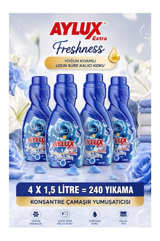 Freshness Extra Konsantre Çamaşır Yumuşatıcısı 4x1,5 L 240 Yıkama Yoğun Kıvamlı 4'lü Set