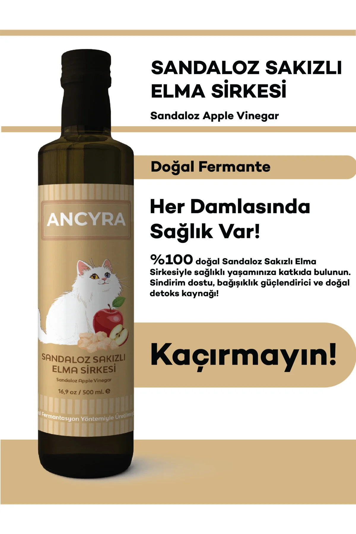 Sandaloz Sakızlı Elma Sirkesi Doğal Fermante Sandaloz Elma Sirkesi 500 Ml