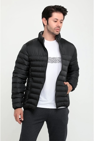 Slazenger Hoas Kışlık Fermuarlı Erkek Şişme Mont Kaban Siyah