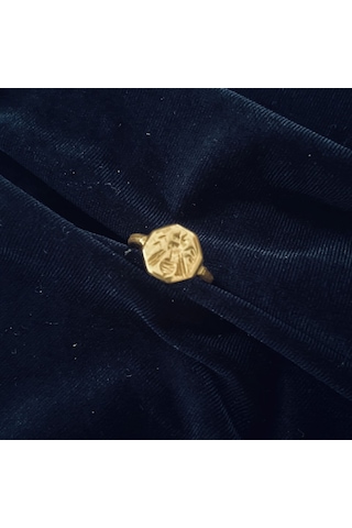 Arı Temalı Ayarlanabilir Bronz Kadın Yüzük Gold Altın