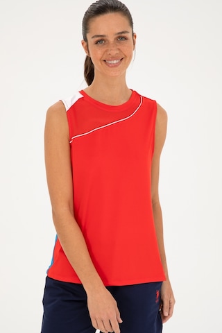 U.S. Polo Assn. Kadın Kırmızı Kolsuz Bisiklet Yaka Tişört 50284345-VR030