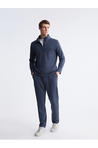 LC Waikiki Lc Waıkıkı İndigo Dik Yaka Uzun Kollu Polar Erkek Pijama Üst