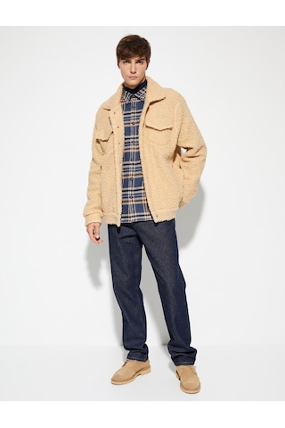 Koton Oversize Peluş Ceket Çift Cepli Polo Yaka Çıtçıt Düğmeli Bej 4wam50029mk 4WAM50029MK057 Ekru