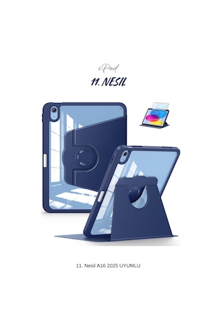 İpad 11. Nesil A16 2025 Uyumlu 360 Dönebilen Yatay Dikey Standlı Fuchsia Pino Tablet Kılıfı Kılıf