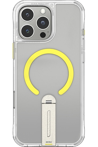 Apple Uyumlu iPhone 16 Pro Kılıf Magsafe Şarj Özellikli 360 Derece Dönebilen Standlı Skinarma Helix Kapak Şeffaf