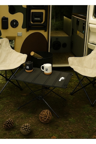 Urban Badger Gaia Teleskopik Ayaklı Katlanır Kumaş Kamp Masası, Motosiklet Çantası Uyumlu Siyah