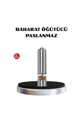 Modern Otomatik Baharat Öğütücü Seti Pilli Paslanmaz Çelik Led Aydınlatmalı Gümüş