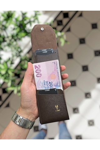 Visso 571 Hakiki Deri Efsane Trend Model Çok Para Konan Cüzdan Unisex Kartlık Çıtçıtlı En Çok Tercih Edilen Model Kahverengi