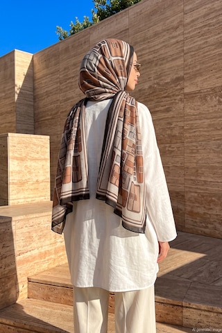Remsa Kadın Vintage Desen 80x180cm İthal Şal 3003 Siyah