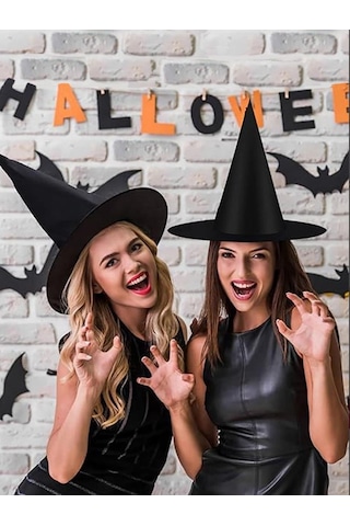 Halloween Cadı Şapkası Yetişkin Siyah Ast6746