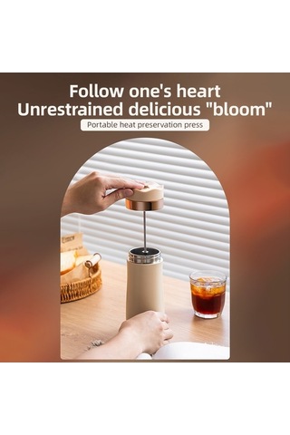 Pazly Taşınabilir French Press Seyahat Kupa 320ml/11oz Paslanmaz Çelik H47729r Kızıl Renk Kızıl