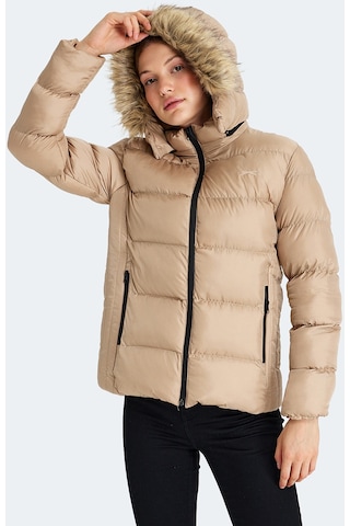Slazenger GUEST Kadın Kapüşonlu Şişme Vizon Mont & Kaban