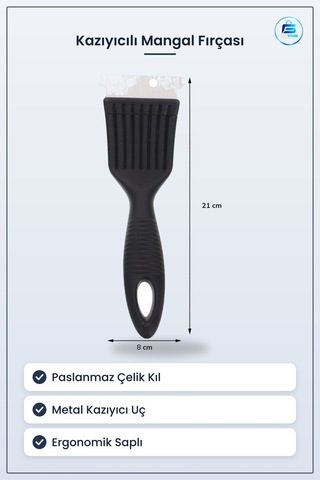 Kazıyıcılı Mangal Fırçası Paslanmaz Çelik Kıllı Izgara Temizleyic