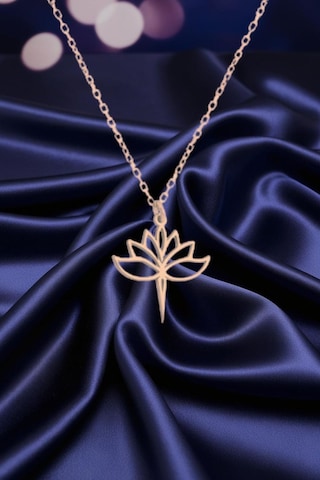 925 Ayar Gümüş Lotus Çiçeği Kolye. Rose
