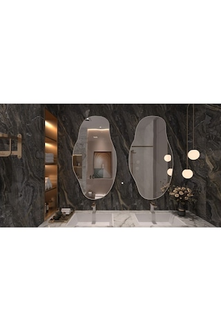 Asimetrik 90x50 Konsol, Dresuar, Tuvalet Aynası 1.kalite Şişecam Ayna 90 X 50 Beyaz 110324001 Beyaz