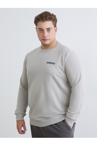 Lcwaıkıkı Classic Gri Bisiklet Yaka Baskılı Erkek Sweatshirt