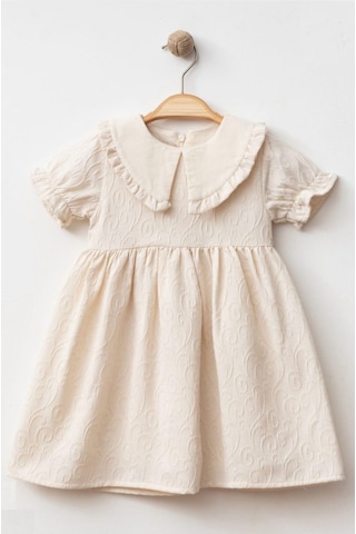 Baby Corner Fırfırlı Bebe Yaka Kız Bebek Elbise Bej