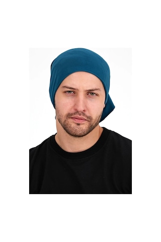 Erkek 4 Fonksiyonlu Koruyucu Pamuklu, Esnek, Terletmez, Bandana, Boyunluk, Maske - Tek Ebat / Mavi Mavi