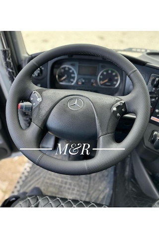 Mercedes Axor Araca Özel  Kaplama Deri Direksiyon Kılıfı Siyah