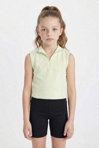 DeFacto Kız Çocuk Slim Fit Dar Kesim Polo Yaka Fermuarlı Basic Düz Kolsuz Tişört D3555A824SMGN1158 Yeşil