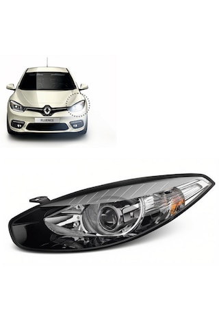 Renault Fluence 2013-2016 Siyah Çerçeveli Mercekli Sol Ön Far 1 Adet