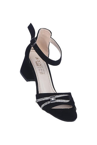 Ayakcenter Byn Ayışığı By22 Siyah Süet Kadın 6cm Topuklu Sandalet Sıyah