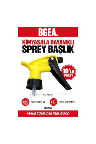 Bgea Kimyasala Dayanıklı Triger Sprey Başlık - Sarı, Fısfıs Sprey Başlığı 10 Adet