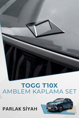 Togg T10x Uyumlu Amblem Kaplama Sticker Set Parlak Siyah