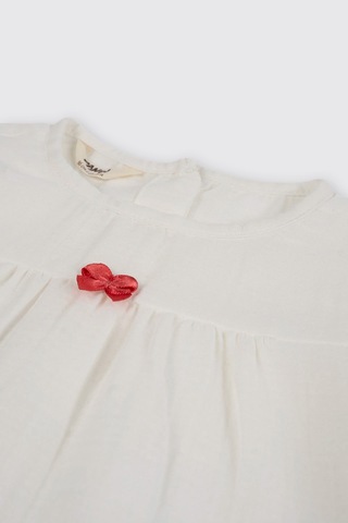 Panço Yenidoğan Fiyonk Detaylı Müslin Ekru Bluz Krem