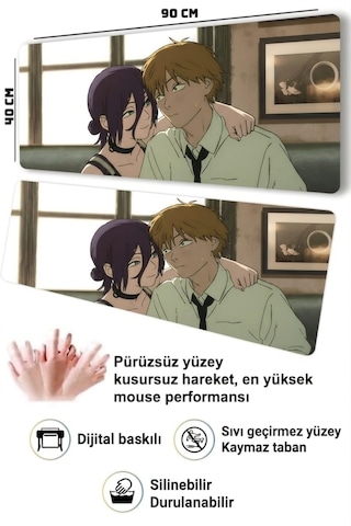 Derdenix Anime Series: Denji & Reze Edition 90x40 Mousepad Çok Renkli