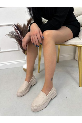 Erva'nın Butiği Bej Cilt Clay Kadın Loafer-4474