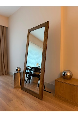 Doğal Ahşap Çerçeveli 180x80 Cm Ceviz Ayaklı Boy Aynası