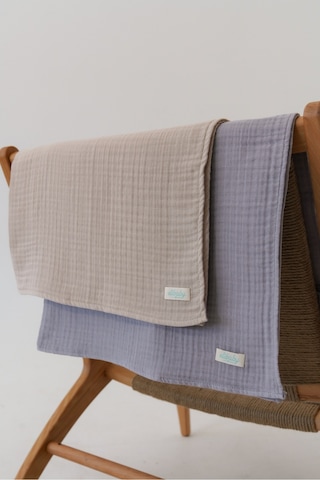 Pamuk 4 Katlı Müslin Battaniye Seti 2'li Bej ve Gri Bej Gri