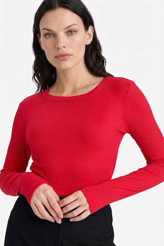 Defacto Slim Fit Basic Kırmızı Kadın Uzun Kollu T-shirt E5767ax/rd286 Kırmızı