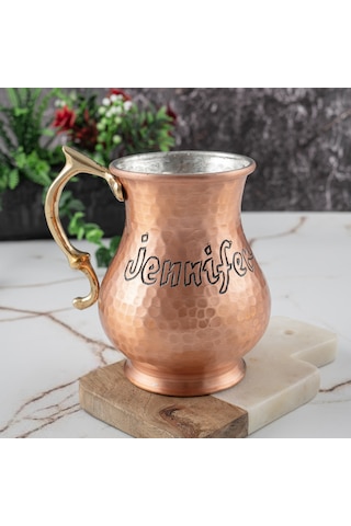Dmt Copper Home Gaziantep Bakırdan El Dövmesi İsimli Kupa Bardak Hediyelik İsme Özel Kalaylı Bakır