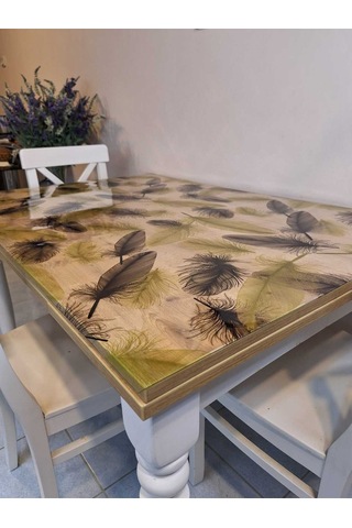 Kalın Pvc Masa Koruyucu 1.2 Mm Mika Örtü, 80 Cm En, Siyah Altın Tüy Siyah