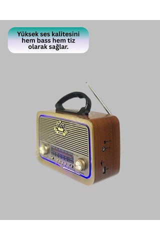 Northcity Taşınabilir Nostalji Radyo Bluetooth Usb Aux Girişli Ahşap Tasarım Modern Estetik Ve Klasik Ses