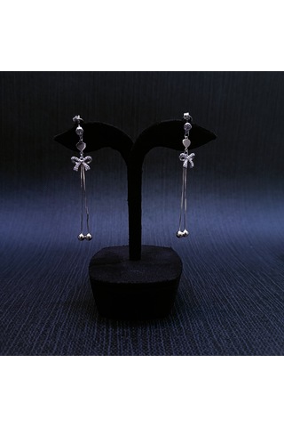 925 Ayar Sallanır Tasarımlı Kurdelelim Kadın Gümüş Küpe -sade Ve Şık Gümüş