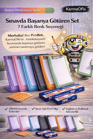 Yeşil Sekreterlik Seti + 12 Li Ösym Kurşun Kalem + 3 Sınav Silgisi Sınav Hazırlık Seti